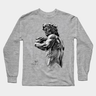 David Michelangelo sketch Florence (on grey background) Long Sleeve T-Shirt